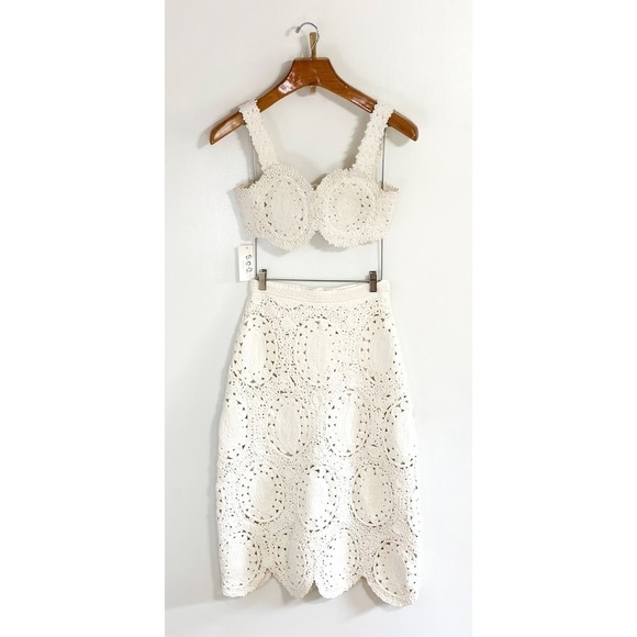 NWT SEA New York White Crochet Camila Midi Skirt Set - Picture 2 of 13